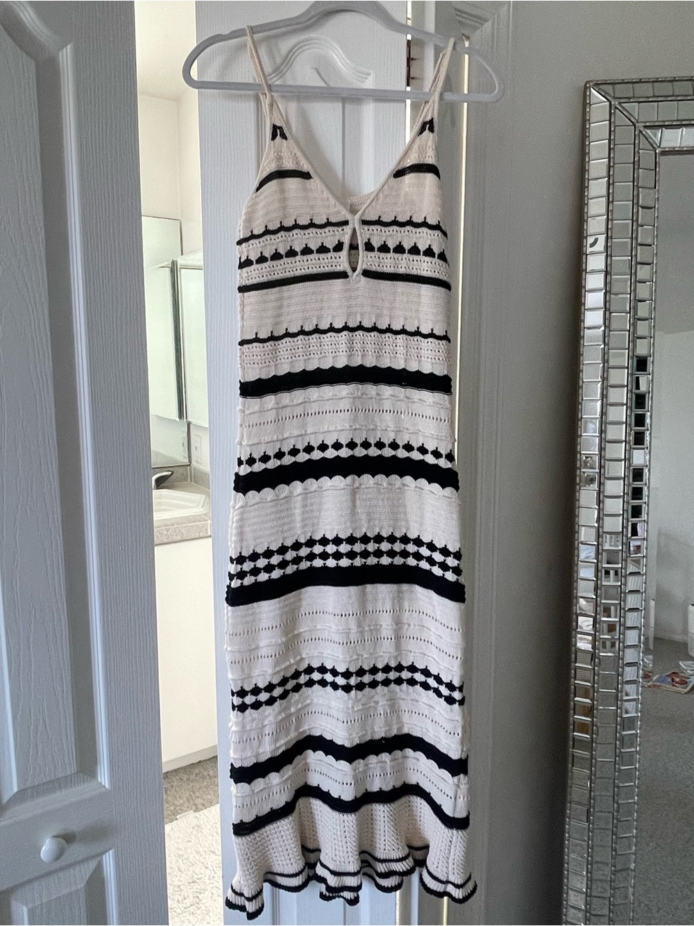 Black & White Crochet Midi Dress
